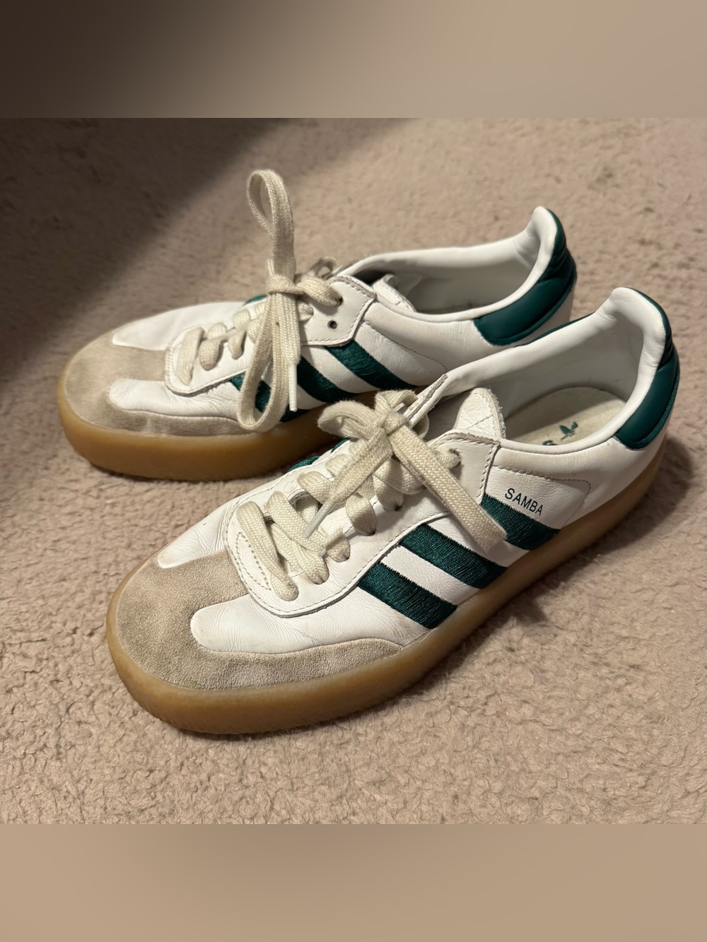 Adidas Sambae Womens Size 7 Cloud White Collegiate Green Gum ID0440 Sneaker Shoe